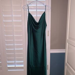 Brand new navy green satin dress